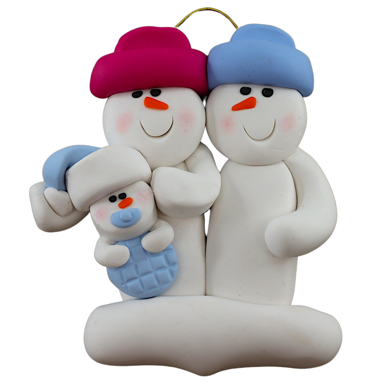 Personalized Christmas Ornament Baby Blue Family of 3