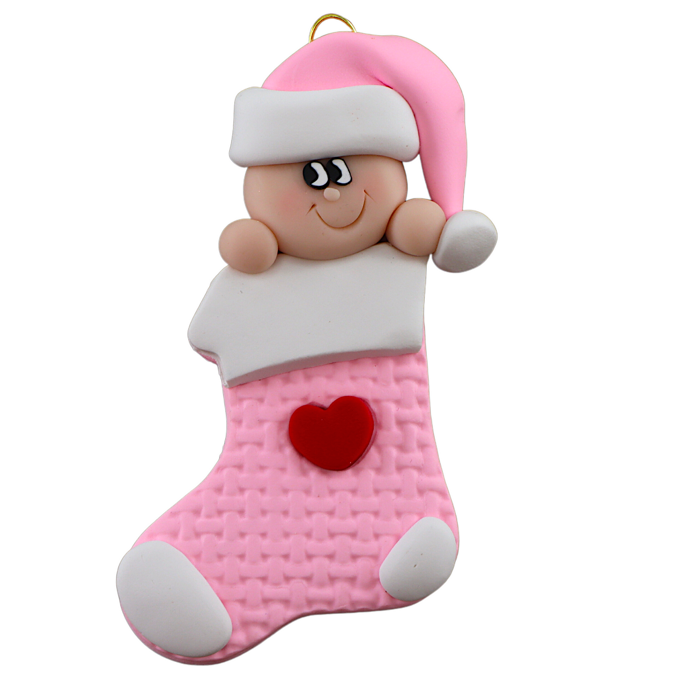 Personalized Christmas Ornament Pink Baby in Stocking