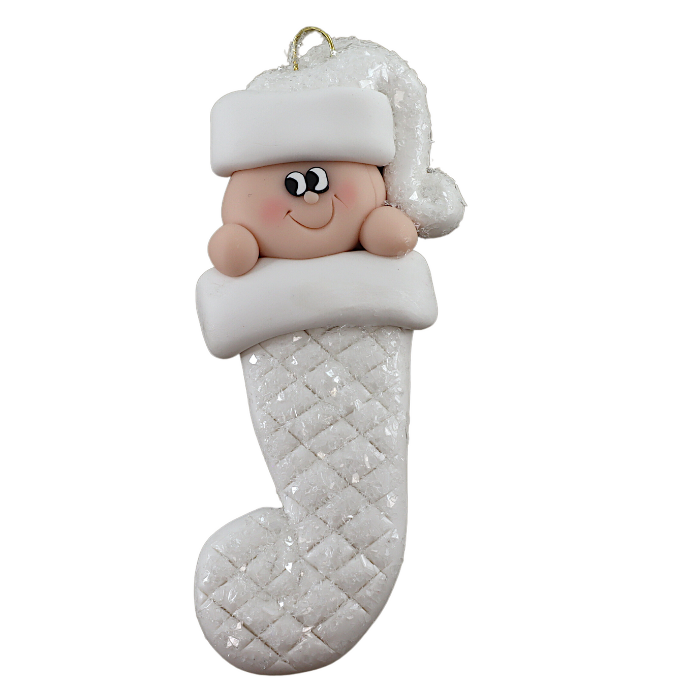 Personalized Christmas Ornament Baby in Stocking White