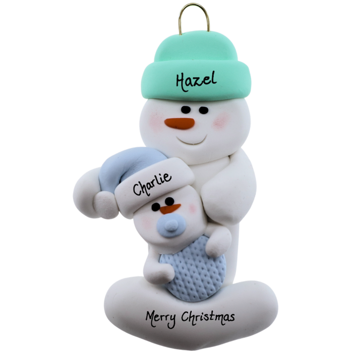 Blue Baby Family of 2 Christmas Ornament (new colors)