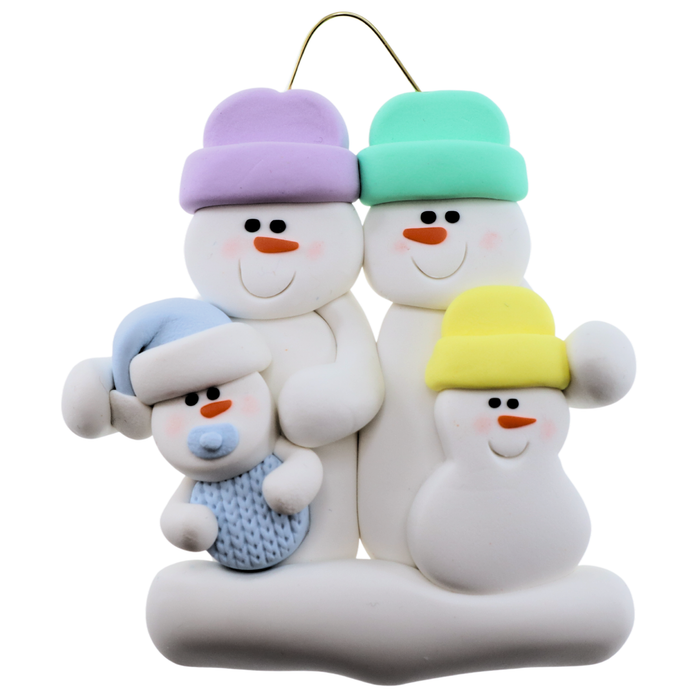 Blue Baby Family of 4 Christmas Ornament (new colors)