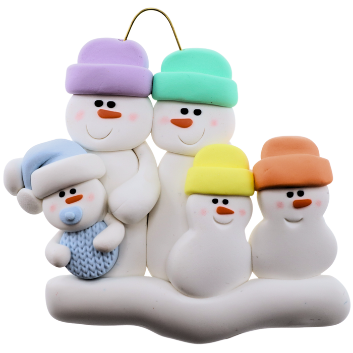 Blue Baby Family of 5 Christmas Ornament (New Colours)