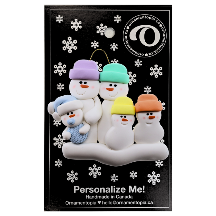 Blue Baby Family of 5 Christmas Ornament (New Colours)