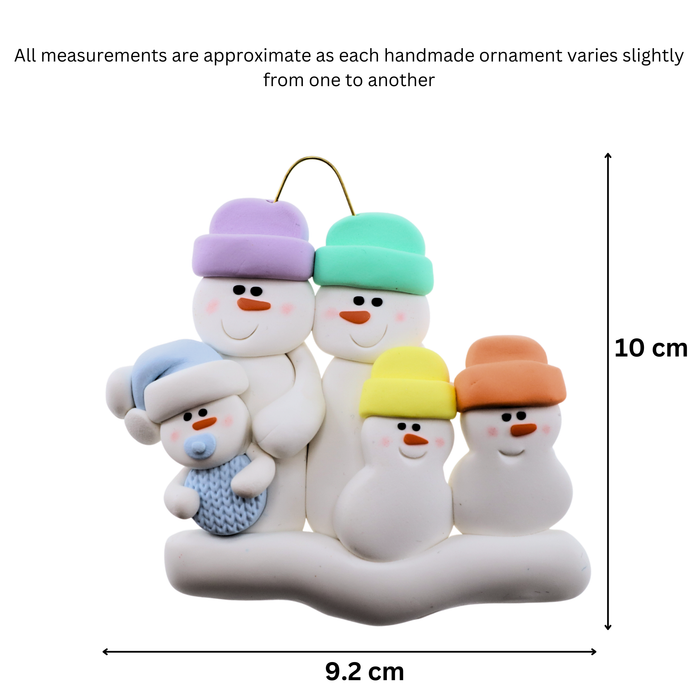 Blue Baby Family of 5 Christmas Ornament (New Colours)