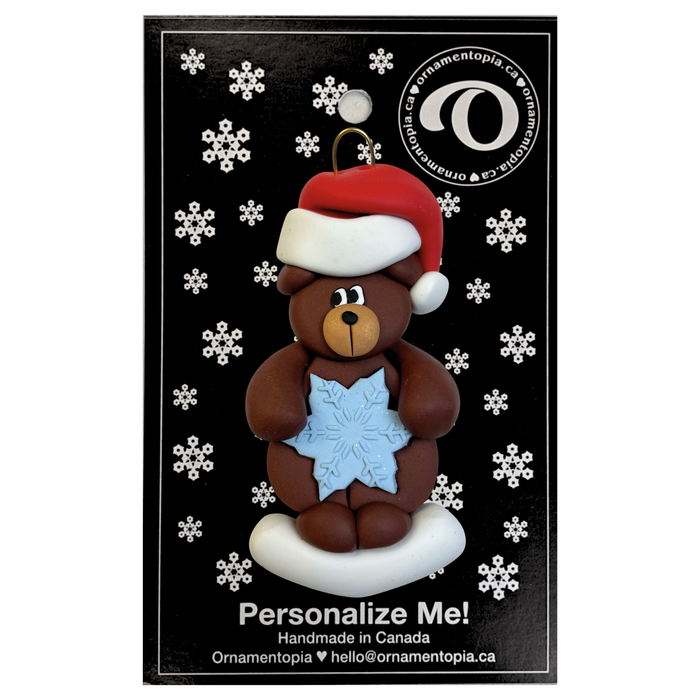 Bear with Blue Snowflake Christmas Ornament