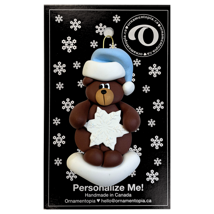 Bear with White Snowflake Christmas Ornament