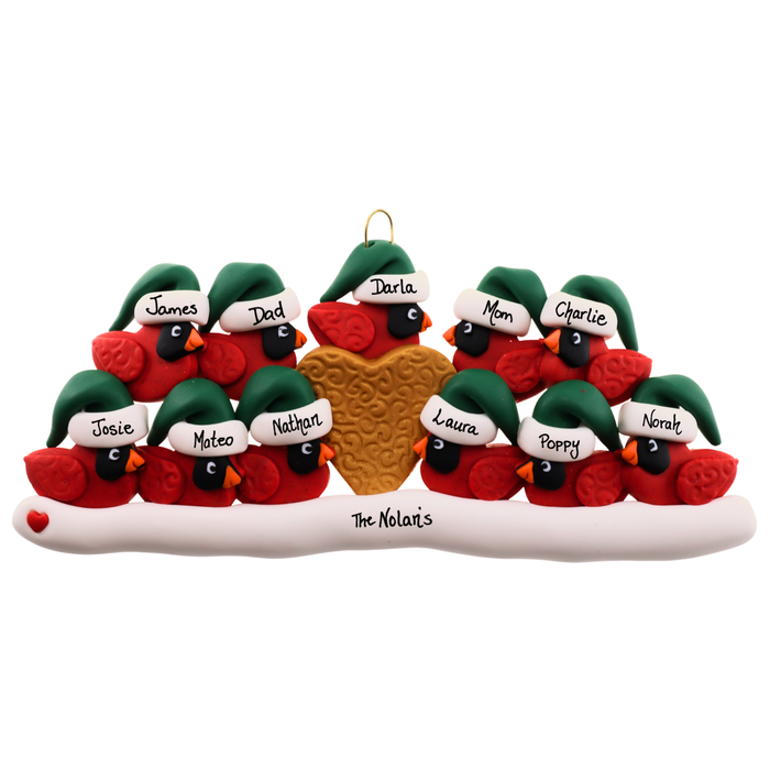 Cardinal Family of 11 Christmas Ornament