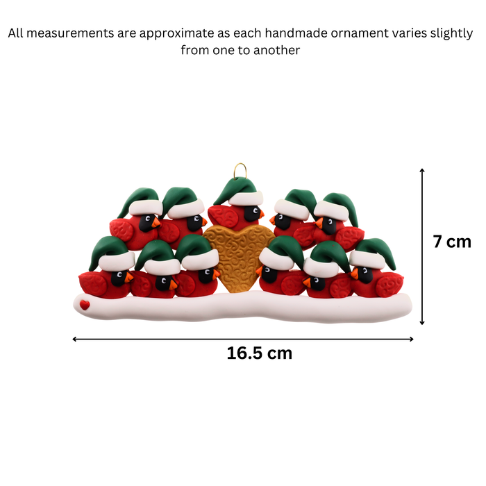 Cardinal Family of 11 Christmas Ornament