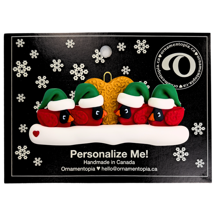 Cardinal Family of 4 Christmas Ornament