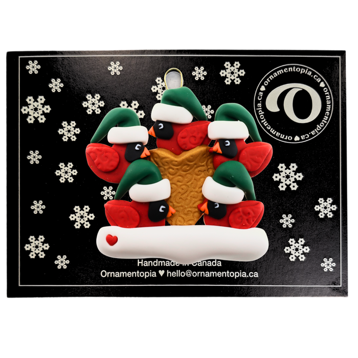 Cardinal Family of 5 Christmas Ornament