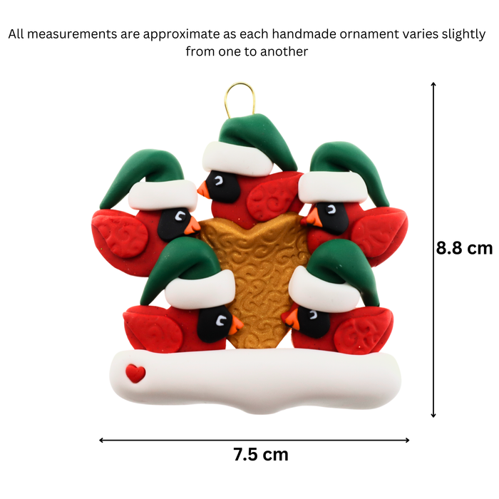 Cardinal Family of 5 Christmas Ornament