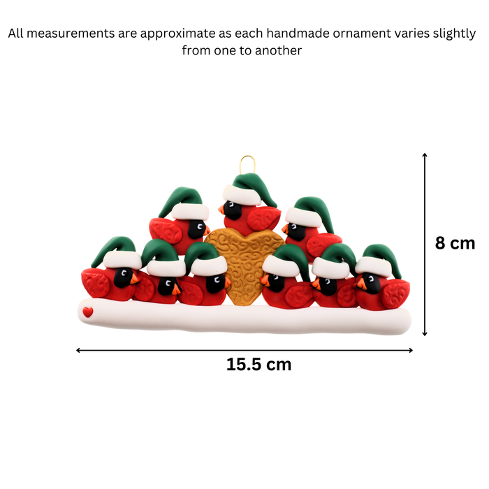 Cardinal Family of 9 Christmas Ornament