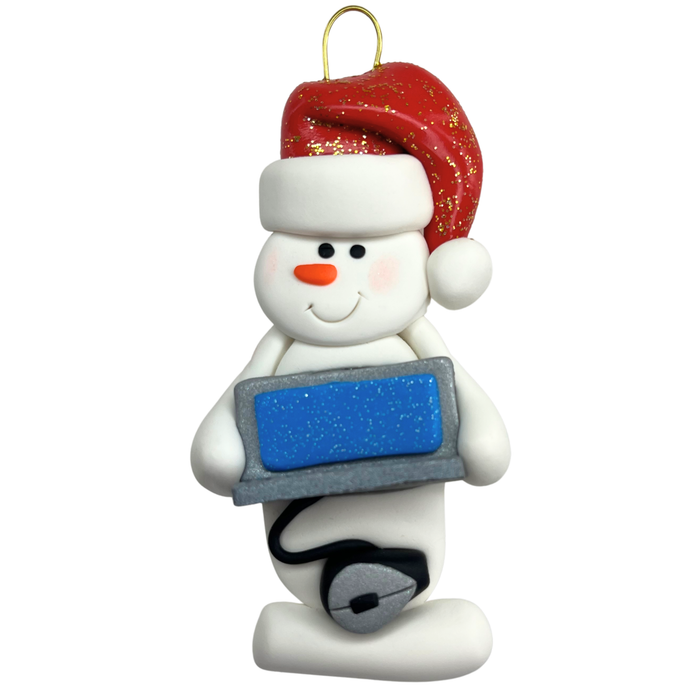 Snowman Computer Whiz Christmas Ornament (New)