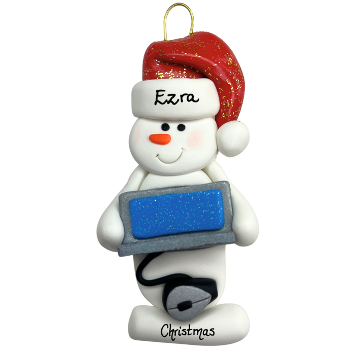 Snowman Computer Whiz Christmas Ornament (New)