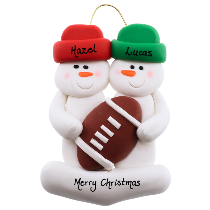 Football Family of 2 Christmas Ornament (New Colours)