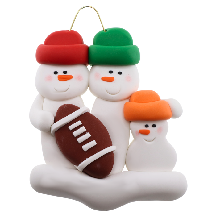 Football Family of 3 Christmas Ornament (new colors)