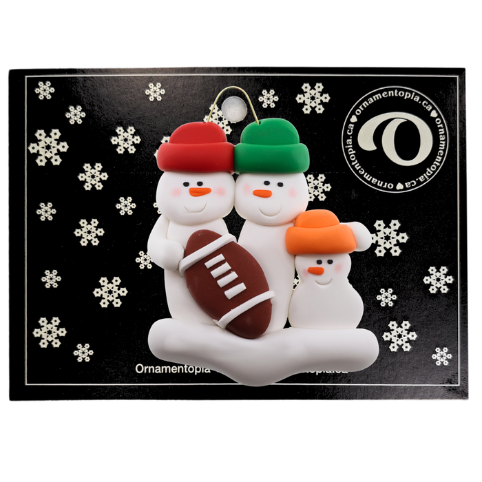 Football Family of 3 Christmas Ornament (new colors)
