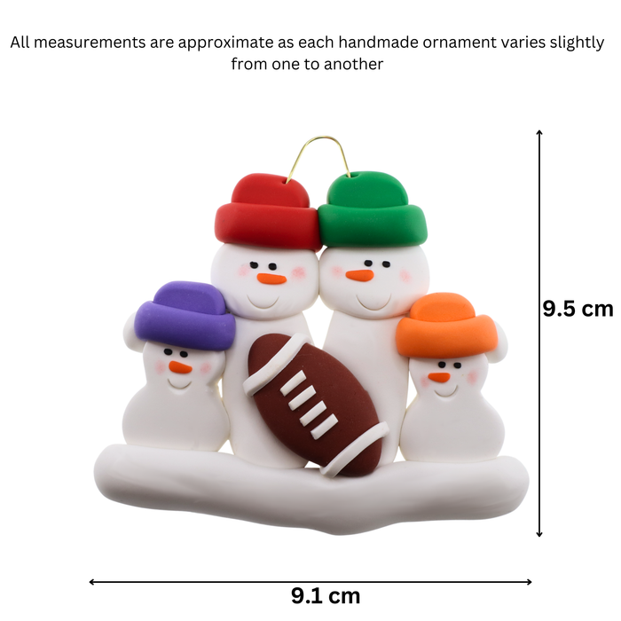 Football Family of 4 Christmas Ornament (New Colours)