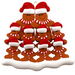 Family ornament with 10 brown gingerbread figures in red Christmas hats.