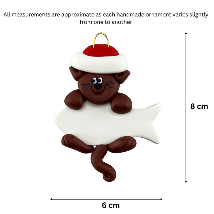 Hanging Cat Brown Christmas Ornament
