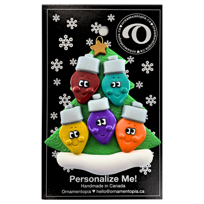 Light Bulb Family of 5 Christmas Ornament