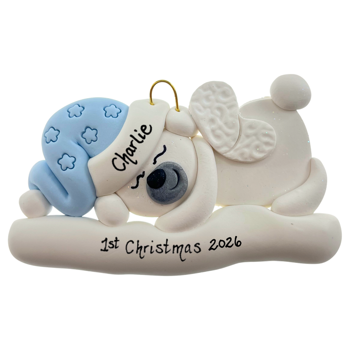 Polar Bear Memorial Baby Christmas Ornament - Blue