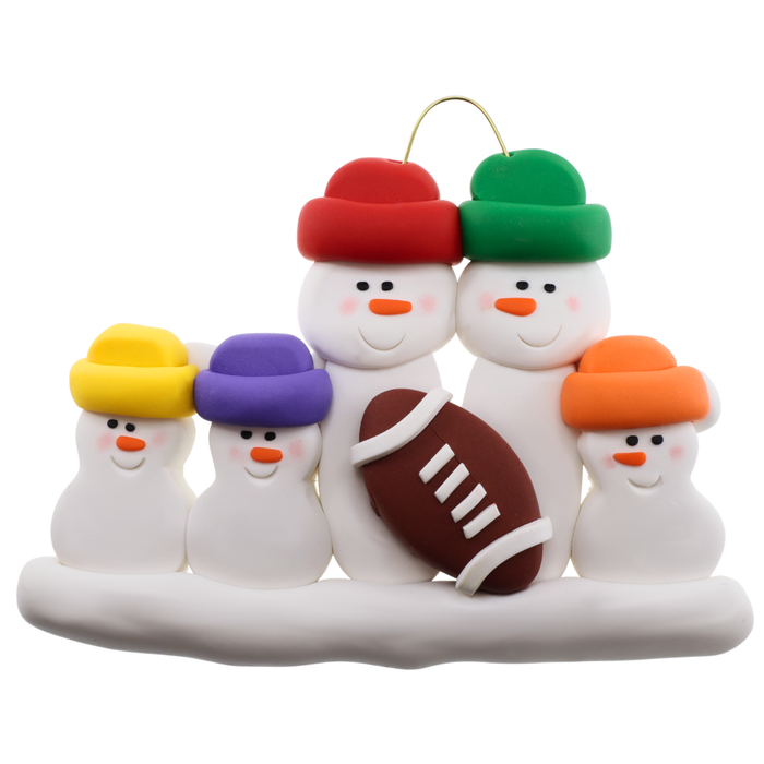 Football Family of 5 Christmas Ornament (new colors)