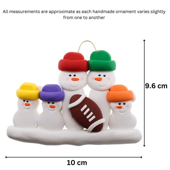 Football Family of 5 Christmas Ornament (new colors)