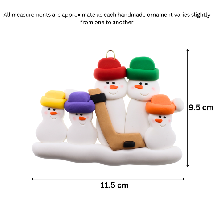 Hockey Snowmen Family of 5 Christmas Ornament (New Colours)