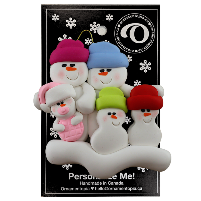 Pink Baby Family of 5 Christmas Ornament