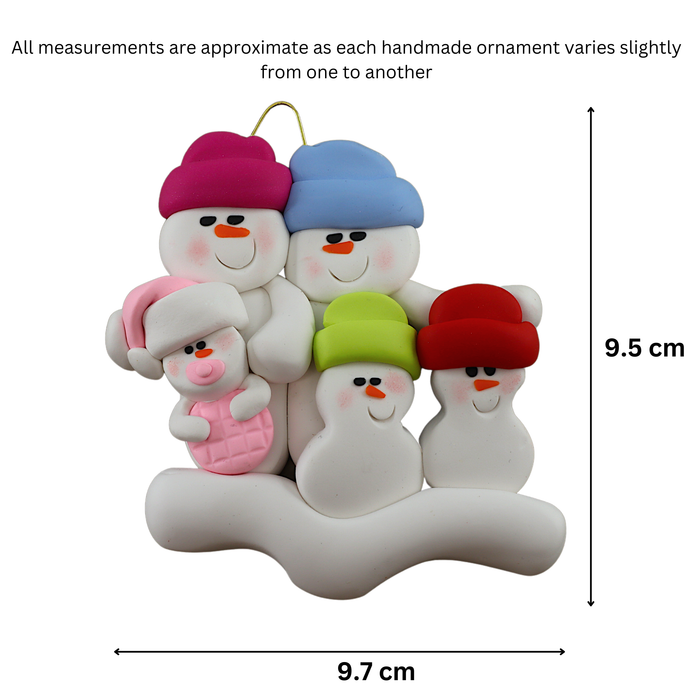 Pink Baby Family of 5 Christmas Ornament
