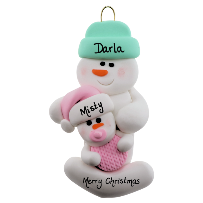 Pink Baby Family of 2 Christmas Ornament (New Colours)
