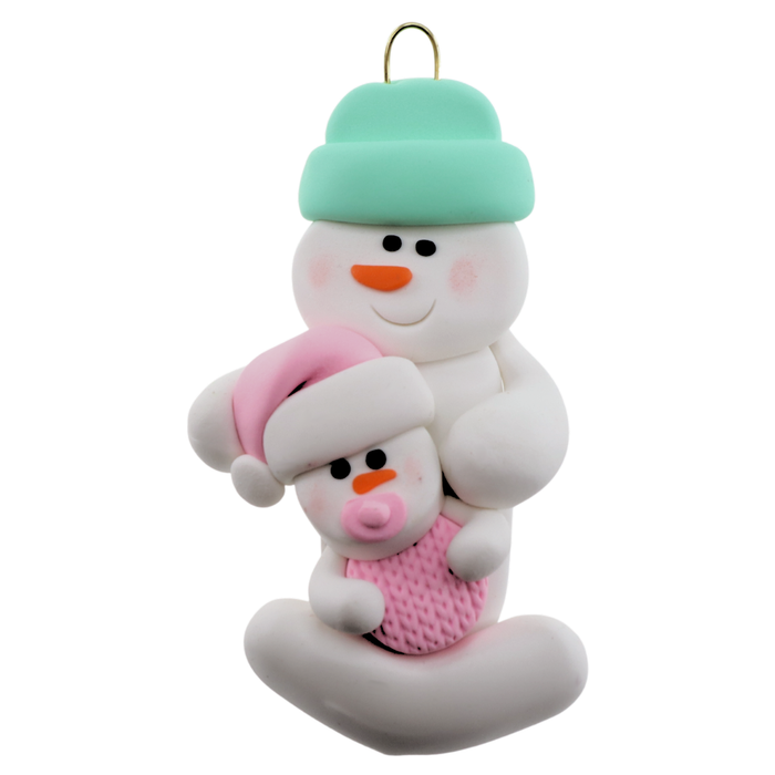 Pink Baby Family of 2 Christmas Ornament (New Colours)