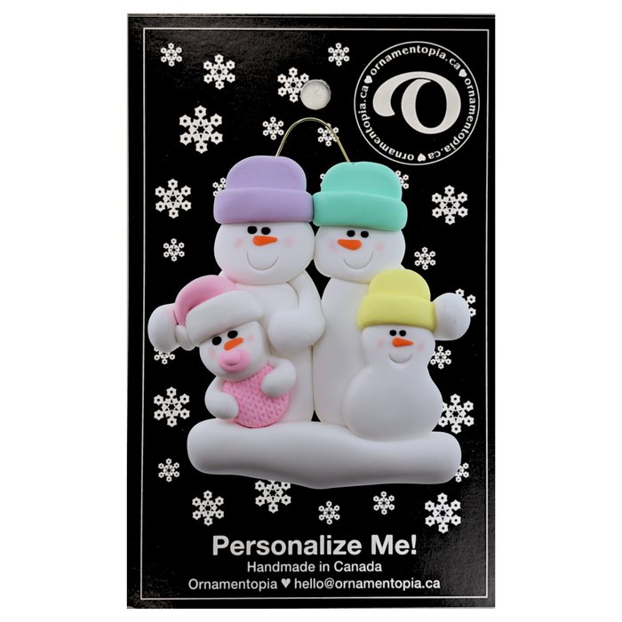Pink Baby Family of 4 Christmas Ornament (New Colours)