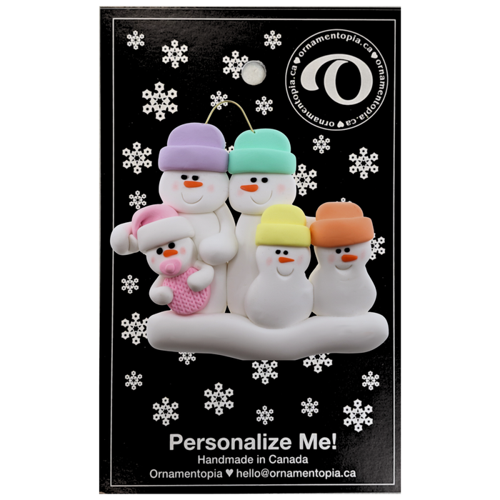 Pink Baby Family of 5 Christmas Ornament (New Colours)