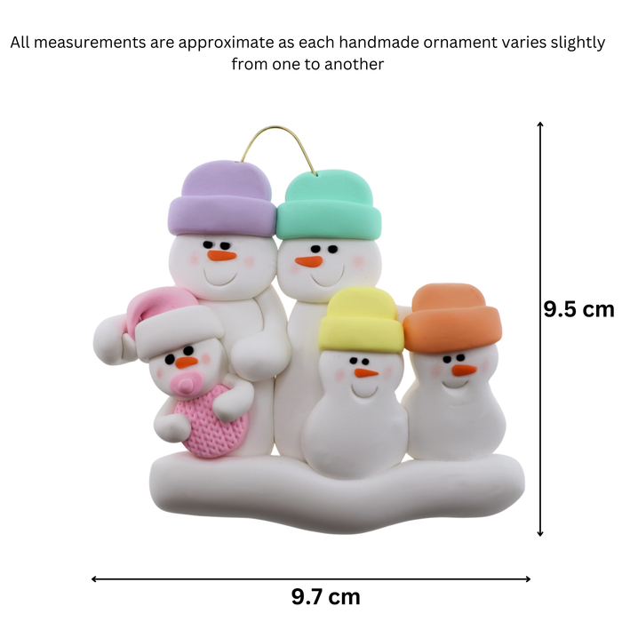 Pink Baby Family of 5 Christmas Ornament (New Colours)