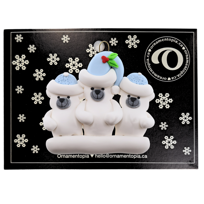 Polar Bear Single Adult Family of 3 Christmas Ornament