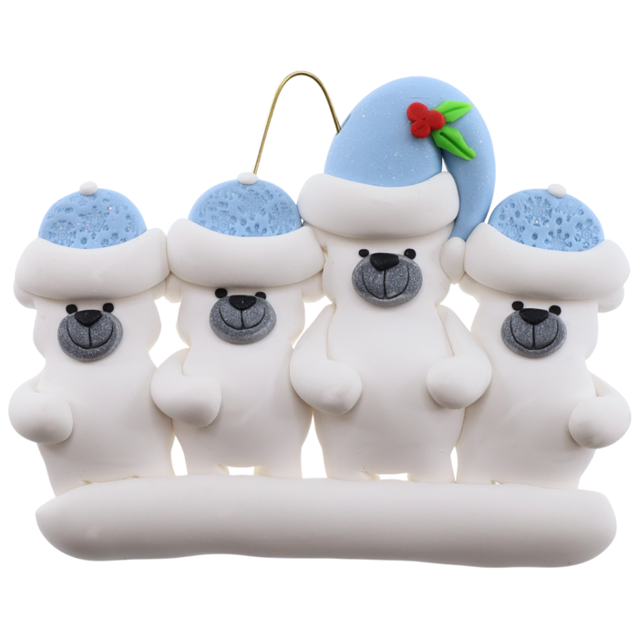 Polar Bear Single Adult Family of 4 Christmas Ornament