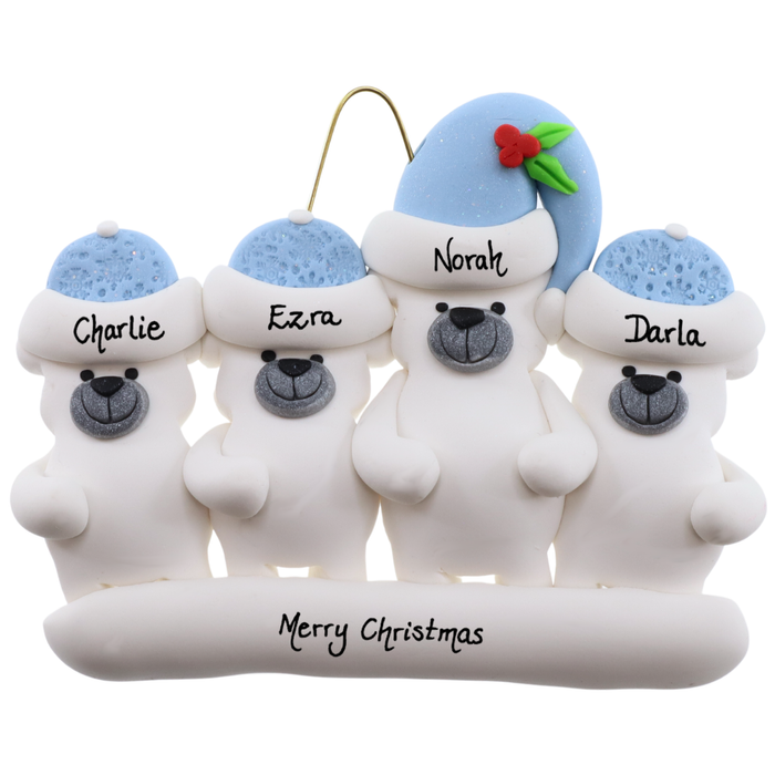 Polar Bear Single Adult Family of 4 Christmas Ornament