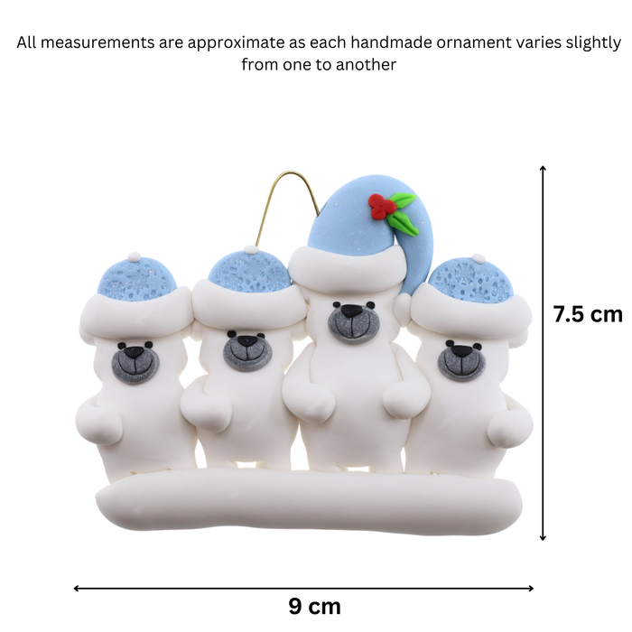 Polar Bear Single Adult Family of 4 Christmas Ornament