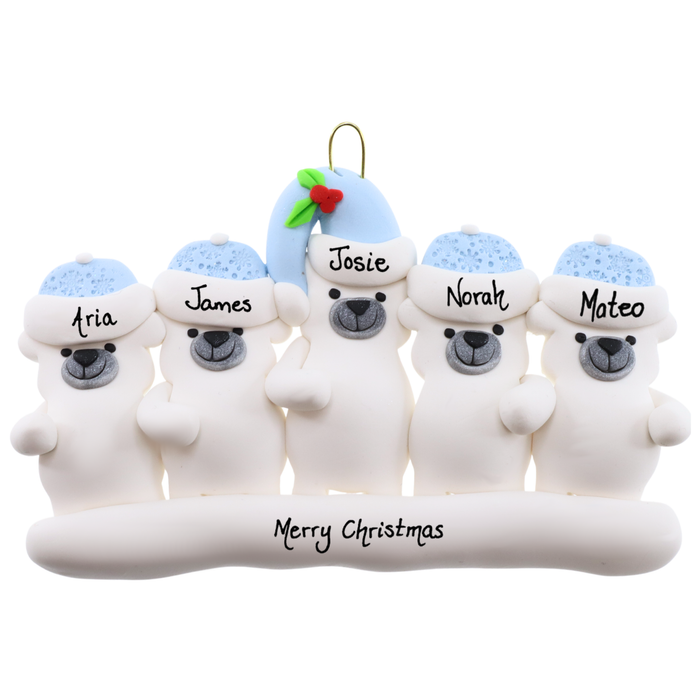 Polar Bear Single Adult Family of 5 Christmas Ornament