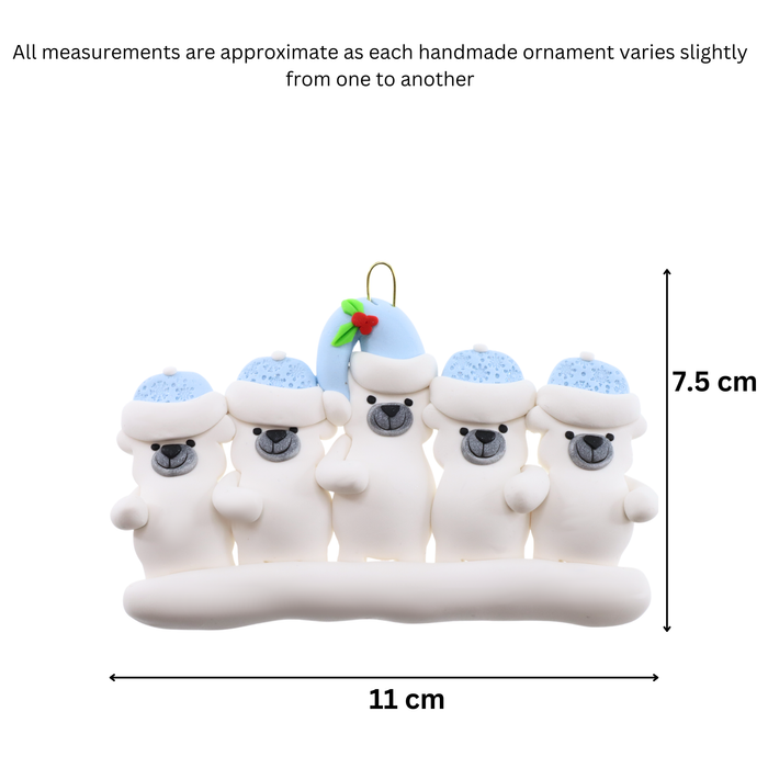 Polar Bear Single Adult Family of 5 Christmas Ornament