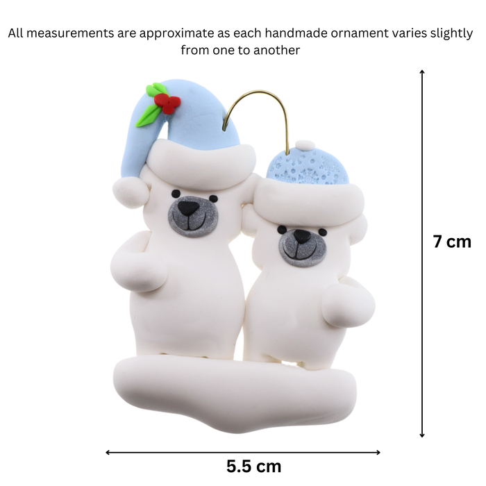 Polar Bear Single Adult Family of 2 Christmas Ornament