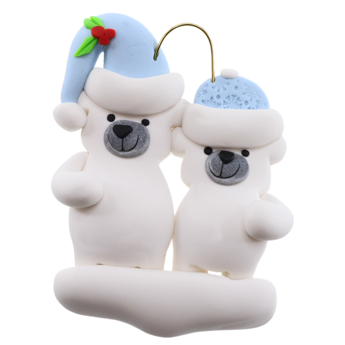 Polar Bear Single Adult Family of 2 Christmas Ornament