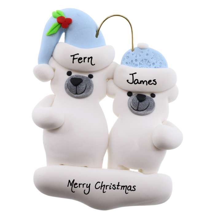 Polar Bear Single Adult Family of 2 Christmas Ornament
