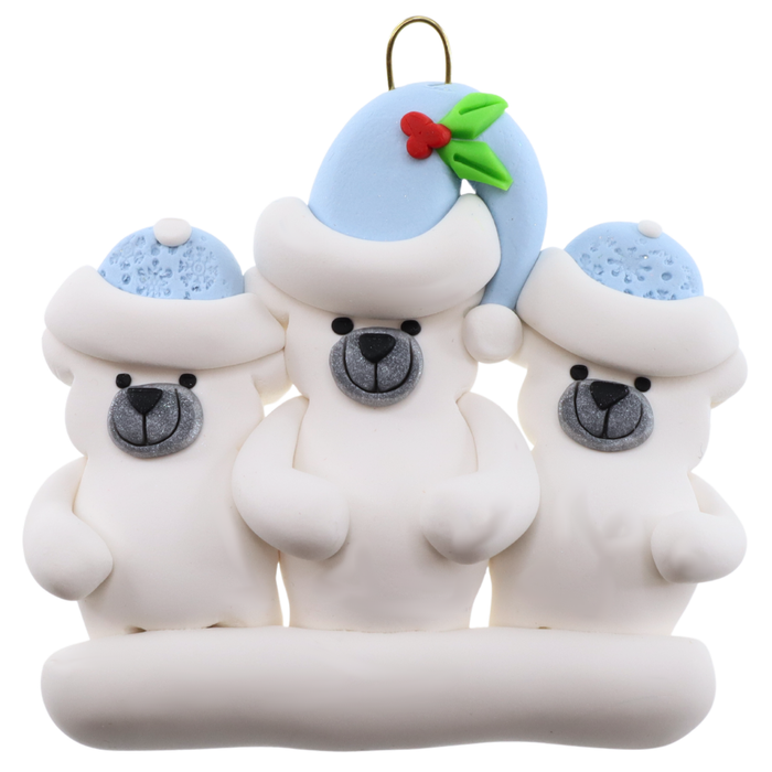 Polar Bear Single Adult Family of 3 Christmas Ornament
