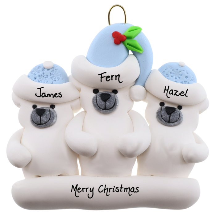 Polar Bear Single Adult Family of 3 Christmas Ornament