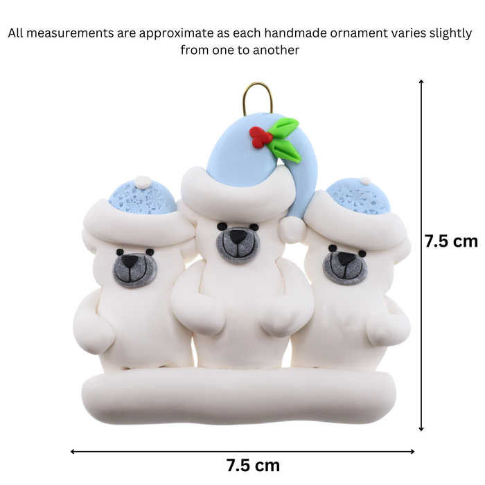 Polar Bear Single Adult Family of 3 Christmas Ornament