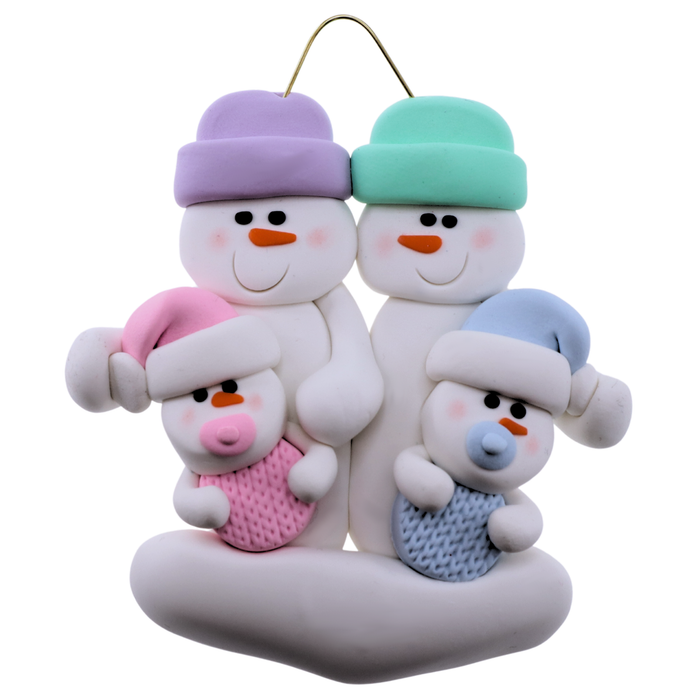 Twin Baby Snowman Family Christmas Ornament Blue & Pink (new colors)