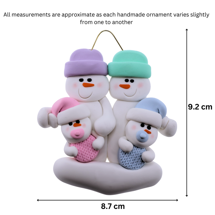 Twin Baby Snowman Family Christmas Ornament Blue & Pink (new colors)